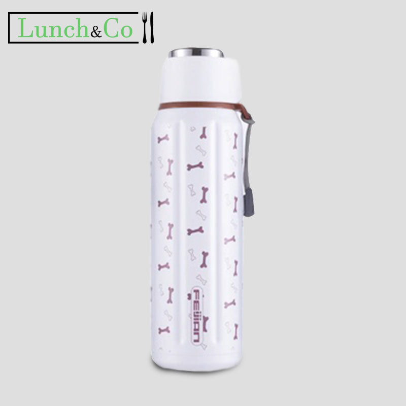 Gourde Isotherme Blanche et Marron | Lunch&Co