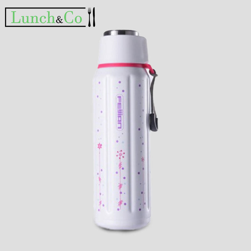 Gourde Isotherme Blanche et Rose | Lunch&Co