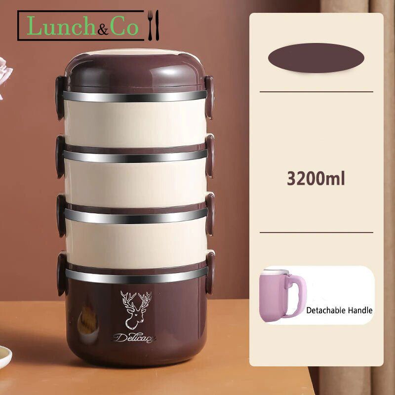 Lunch Box Japonaise Marron 4 Etages | Lunch&Co