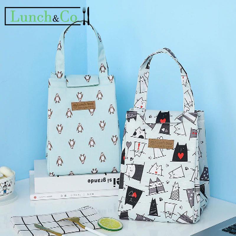 Petit Sac Isotherme pour Repas Bleu Pointillé | Lunch&Co