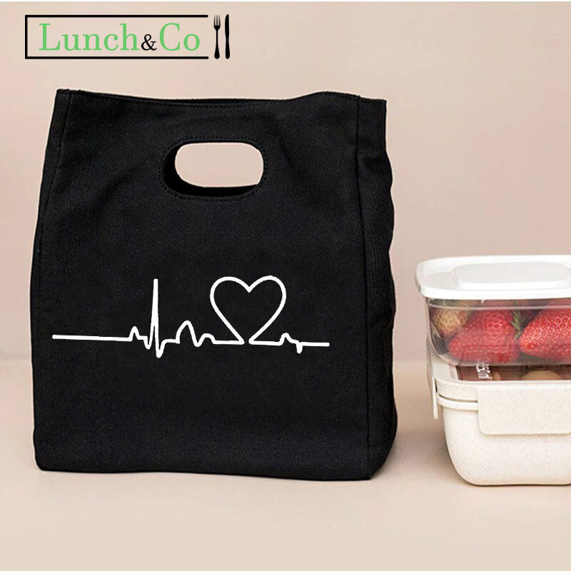 Bag Isotherme Noir Coeur | Lunch&Co