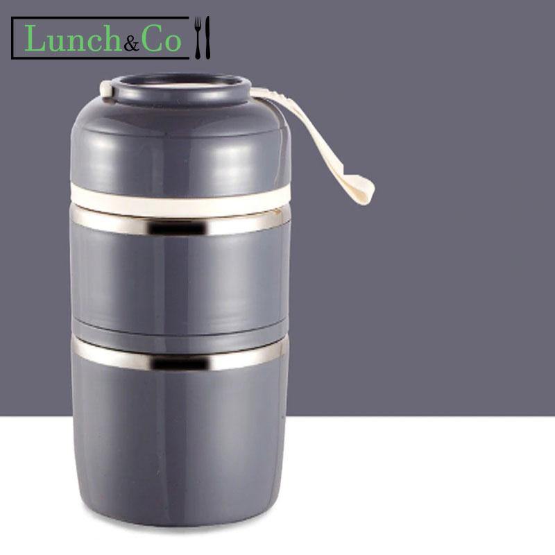 Lunch Box Isotherme Inox 2 Étages Grise | Lunch&Co