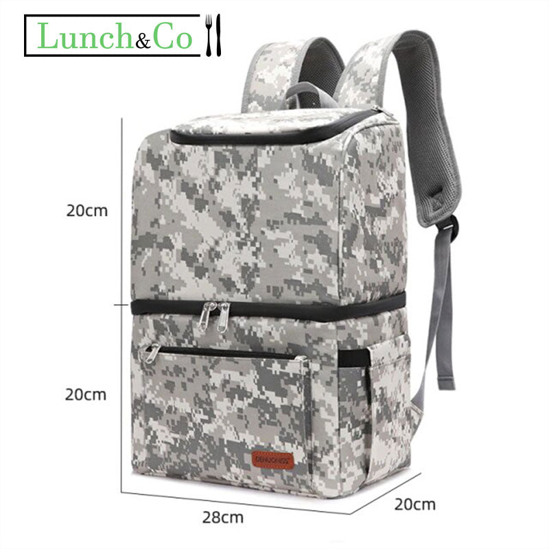 Sac à Dos Isotherme Camouflage Gris | Lunch&Co