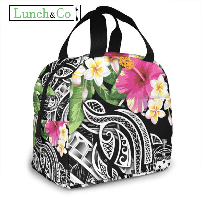 Sac Isotherme Fleurs Noir | Lunch&Co