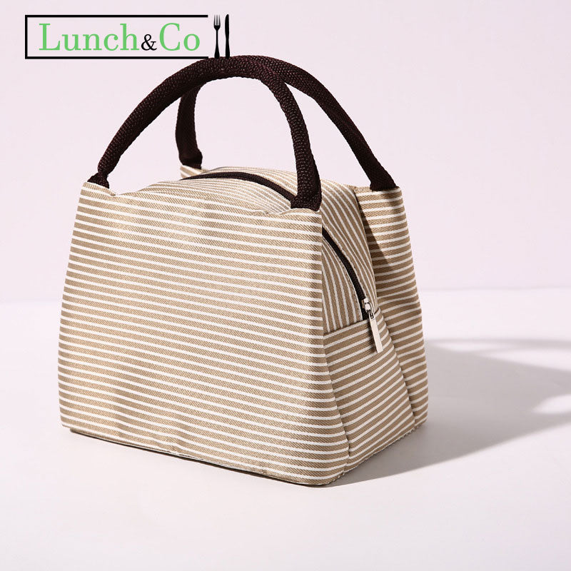 Sac Isotherme Rayé Kaki | Lunch&Co