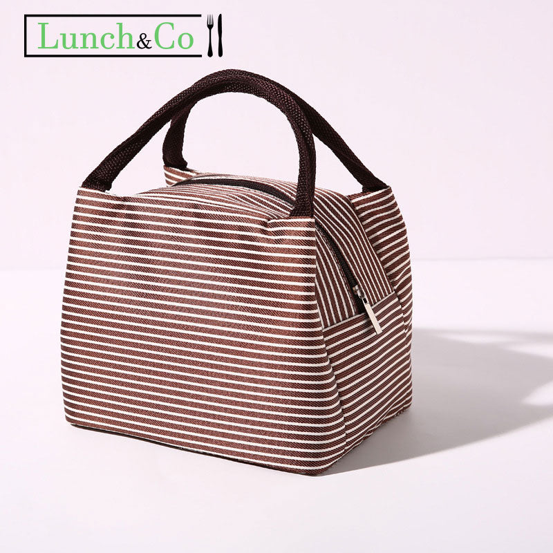 Sac Isotherme Rayé Marron | Lunch&Co